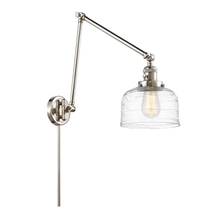 A large image of the Innovations Lighting 238-30-8 Bell Sconce Polished Nickel / Clear Deco Swirl