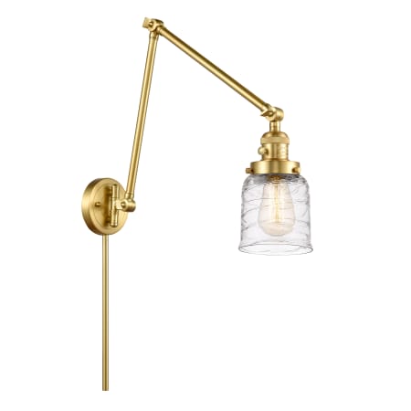 A large image of the Innovations Lighting 238-30-8 Bell Sconce Satin Gold / Deco Swirl