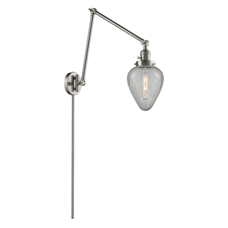 A large image of the Innovations Lighting 238 Geneseo Satin Brushed Nickel / Clear Crackle