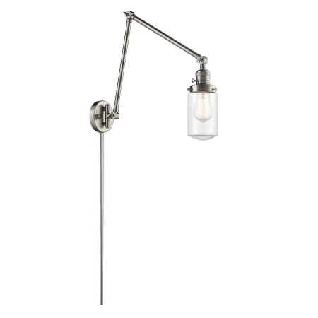 A large image of the Innovations Lighting 238 Dover Brushed Satin Nickel / Clear