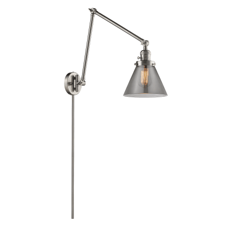 A large image of the Innovations Lighting 238 Large Cone Satin Brushed Nickel / Smoked