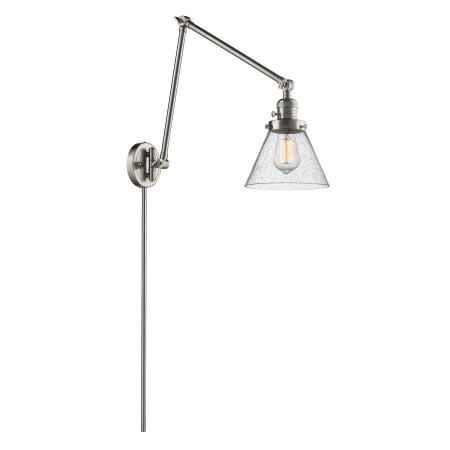 A large image of the Innovations Lighting 238 Large Cone Satin Brushed Nickel / Seedy