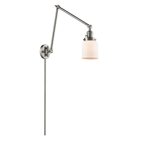 A large image of the Innovations Lighting 238 Small Bell Satin Brushed Nickel / Matte White Cased