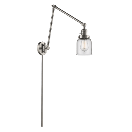 A large image of the Innovations Lighting 238 Small Bell Satin Brushed Nickel / Clear