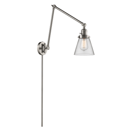 A large image of the Innovations Lighting 238 Small Cone Satin Brushed Nickel / Clear