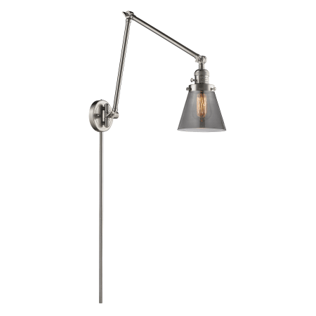 A large image of the Innovations Lighting 238 Small Cone Satin Brushed Nickel / Smoked
