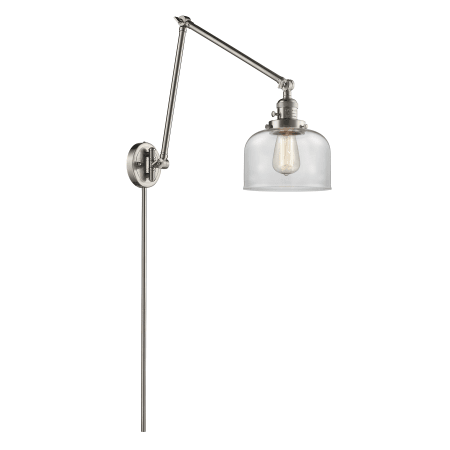A large image of the Innovations Lighting 238 Large Bell Satin Brushed Nickel / Clear
