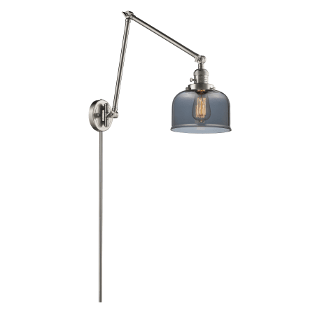 A large image of the Innovations Lighting 238 Large Bell Satin Brushed Nickel / Smoked