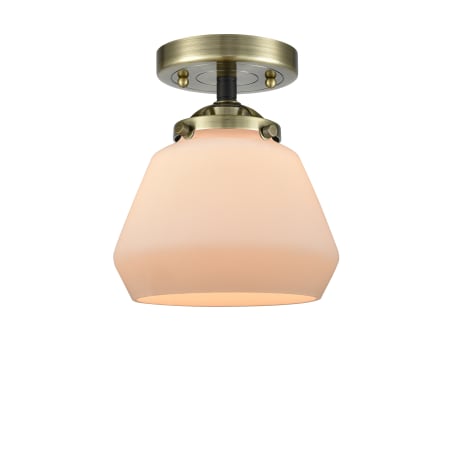 A large image of the Innovations Lighting 284 Fulton Black Antique Brass / Matte White