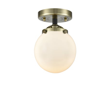 A large image of the Innovations Lighting 284-1C-6 Beacon Black Antique Brass / Gloss White