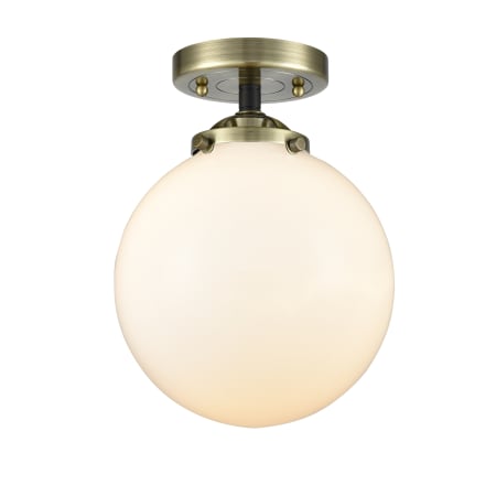 A large image of the Innovations Lighting 284-1C-8 Beacon Black Antique Brass / Gloss White