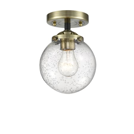 A large image of the Innovations Lighting 284-1C-6 Beacon Black Antique Brass / Seedy