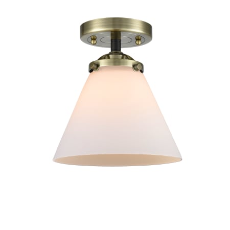 A large image of the Innovations Lighting 284 Large Cone Black Antique Brass / Matte White