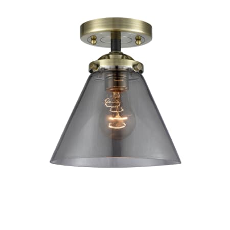 A large image of the Innovations Lighting 284 Large Cone Black Antique Brass / Plated Smoke