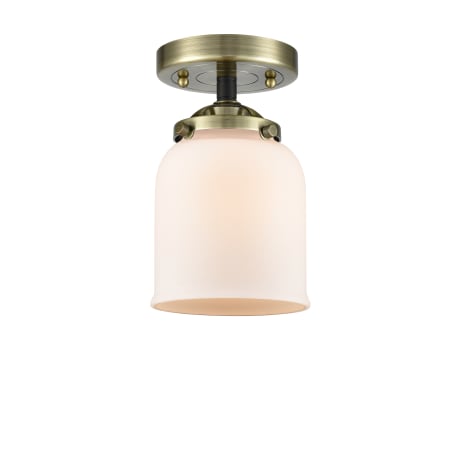 A large image of the Innovations Lighting 284 Small Bell Black Antique Brass / Matte White