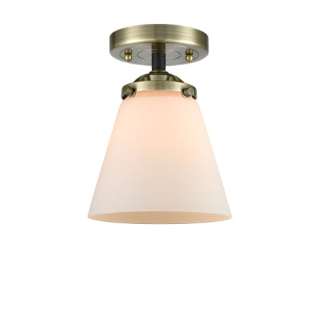 A large image of the Innovations Lighting 284 Small Cone Black Antique Brass / Matte White