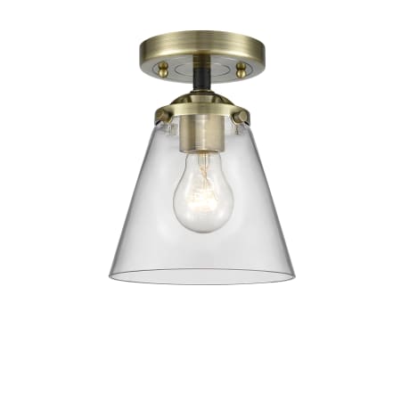 A large image of the Innovations Lighting 284 Small Cone Black Antique Brass / Clear