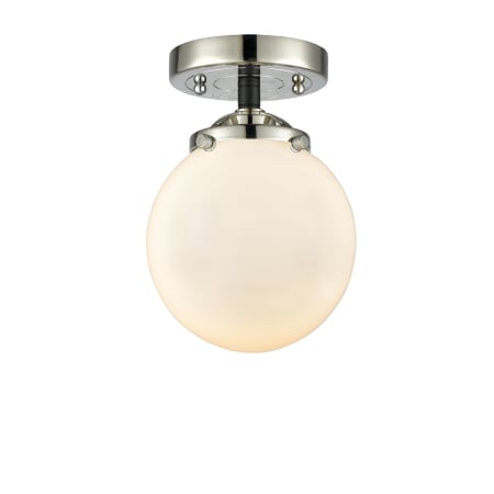A large image of the Innovations Lighting 284-1C-6 Beacon Black Polished Nickel / Gloss White