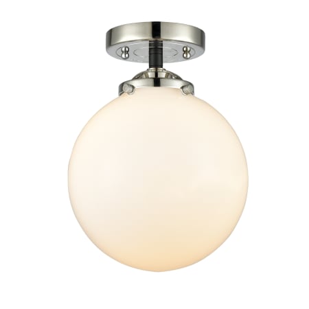 A large image of the Innovations Lighting 284-1C-8 Beacon Black Polished Nickel / Gloss White