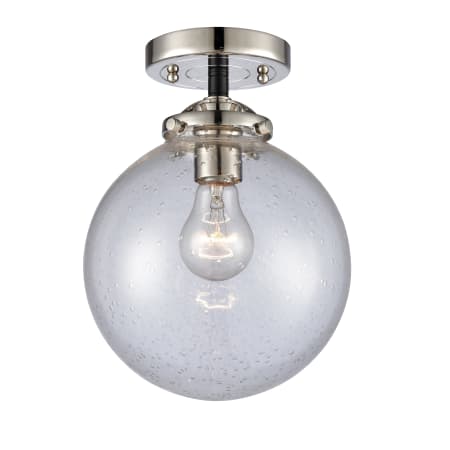 A large image of the Innovations Lighting 284-1C-8 Beacon Black Polished Nickel / Seedy