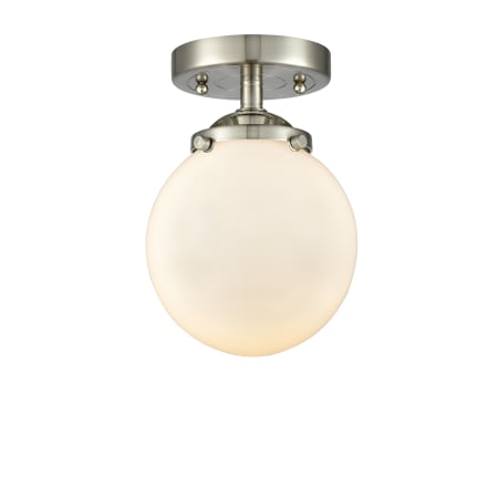 A large image of the Innovations Lighting 284-1C-6 Beacon Brushed Satin Nickel / Gloss White