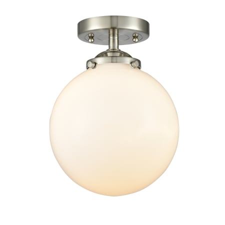 A large image of the Innovations Lighting 284-1C-8 Beacon Brushed Satin Nickel / Gloss White