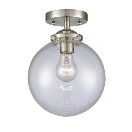 A large image of the Innovations Lighting 284-1C-8 Beacon Brushed Satin Nickel / Seedy