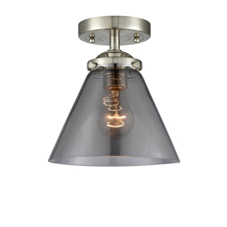 A large image of the Innovations Lighting 284 Large Cone Brushed Satin Nickel / Plated Smoke