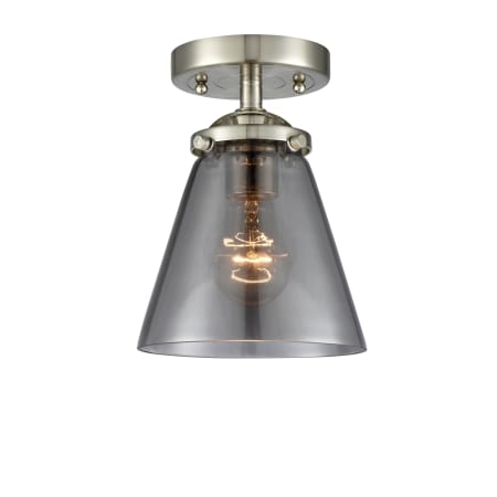 A large image of the Innovations Lighting 284 Small Cone Brushed Satin Nickel / Plated Smoke