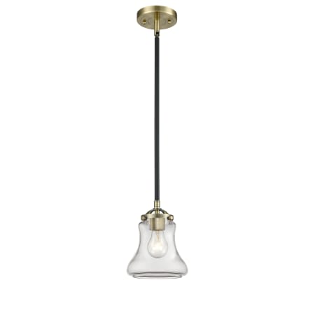 A large image of the Innovations Lighting 284-1S Bellmont Black Antique Brass / Clear