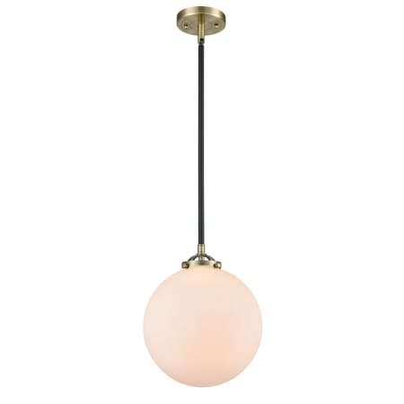 A large image of the Innovations Lighting 284-1S X-Large Beacon Black Antique Brass / Matte White