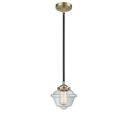 A large image of the Innovations Lighting 284-1S Small Oxford Black Antique Brass / Clear