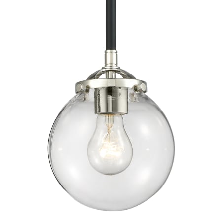 A large image of the Innovations Lighting 284-1S-6 Beacon Black / Polished Nickel / Clear