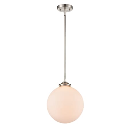 A large image of the Innovations Lighting 284-1S X-Large Beacon Brushed Satin Nickel / Matte White