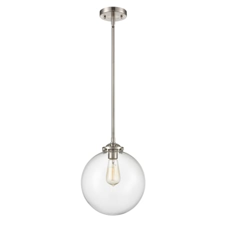 A large image of the Innovations Lighting 284-1S X-Large Beacon Brushed Satin Nickel / Clear