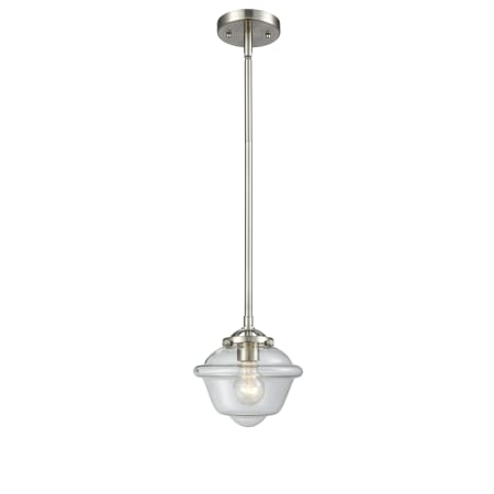 A large image of the Innovations Lighting 284-1S Small Oxford Brushed Satin Nickel / Clear