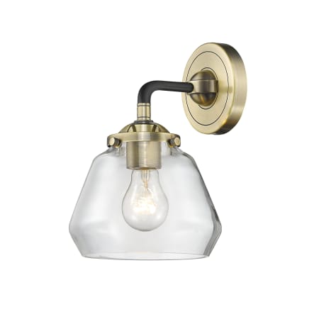 A large image of the Innovations Lighting 284-1W Fulton Black Antique Brass / Clear