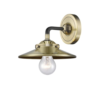 A large image of the Innovations Lighting 284-1W Railroad Black Antique Brass