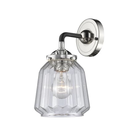 A large image of the Innovations Lighting 284-1W Chatham Black Polished Nickel / Clear