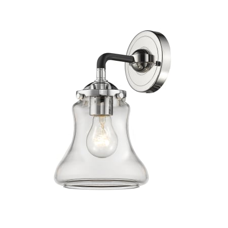 A large image of the Innovations Lighting 284-1W Bellmont Black Polished Nickel / Clear