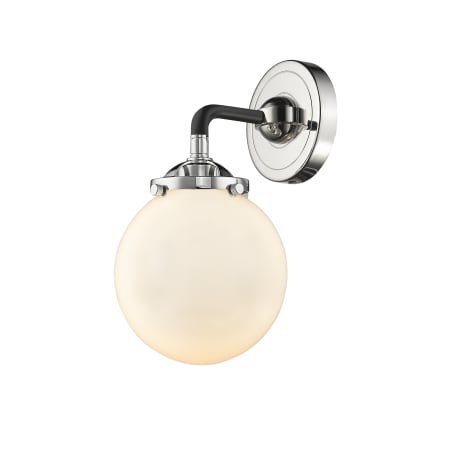 A large image of the Innovations Lighting 284-1W-6 Beacon Black Polished Nickel / Gloss White