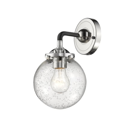 A large image of the Innovations Lighting 284-1W-6 Beacon Black Polished Nickel / Seedy Globe