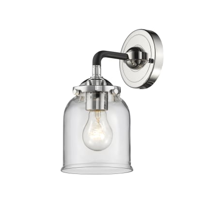 A large image of the Innovations Lighting 284-1W Small Bell Black Polished Nickel / Clear