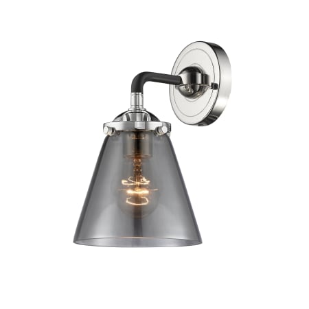 A large image of the Innovations Lighting 284-1W Small Cone Black Polished Nickel / Smoked