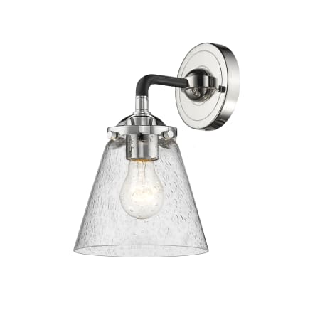 A large image of the Innovations Lighting 284-1W Small Cone Black Polished Nickel / Seedy