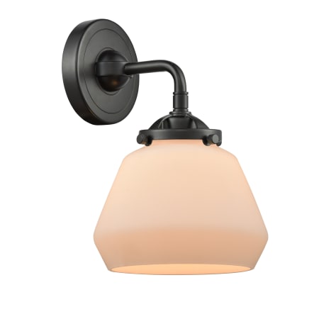 A large image of the Innovations Lighting 284-1W Fulton Oil Rubbed Bronze / Matte White Cased