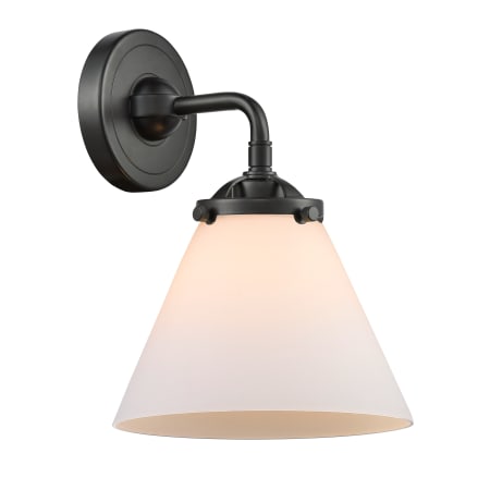A large image of the Innovations Lighting 284-1W Large Cone Oil Rubbed Bronze / Matte White Cased