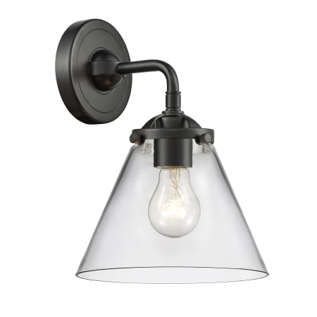 A large image of the Innovations Lighting 284-1W Large Cone Oil Rubbed Bronze / Clear