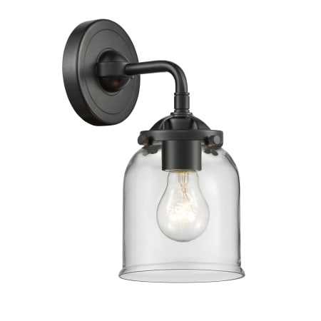 A large image of the Innovations Lighting 284-1W Small Bell Oil Rubbed Bronze / Clear