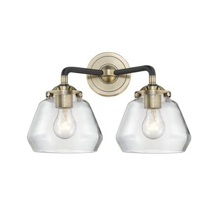 A large image of the Innovations Lighting 284-2W Fulton Black Antique Brass / Clear